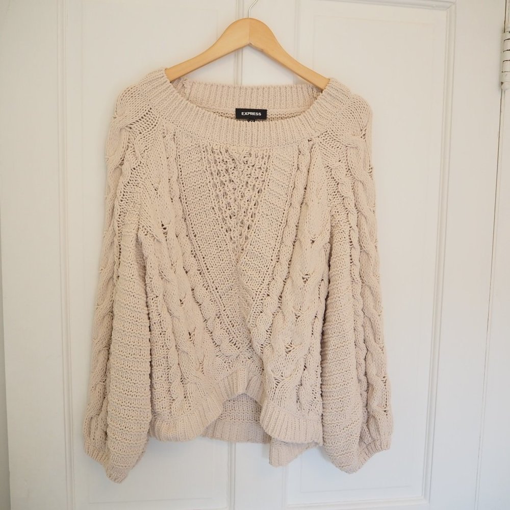Express chunky knits balloon sleeves sweater size S